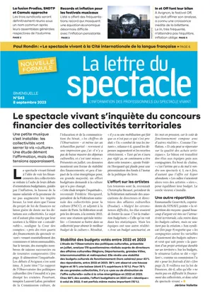Couverture du magazine "La Lettre Du Spectacle"